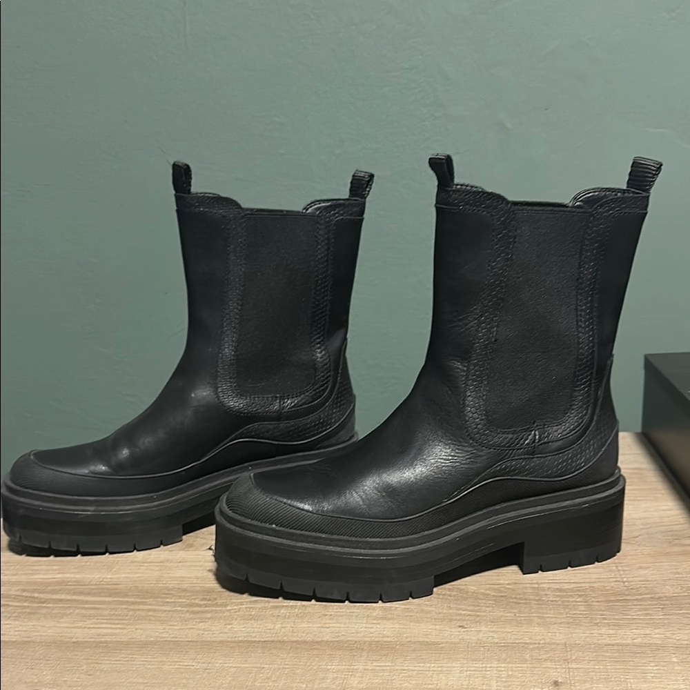 Black Leather Women's Boots